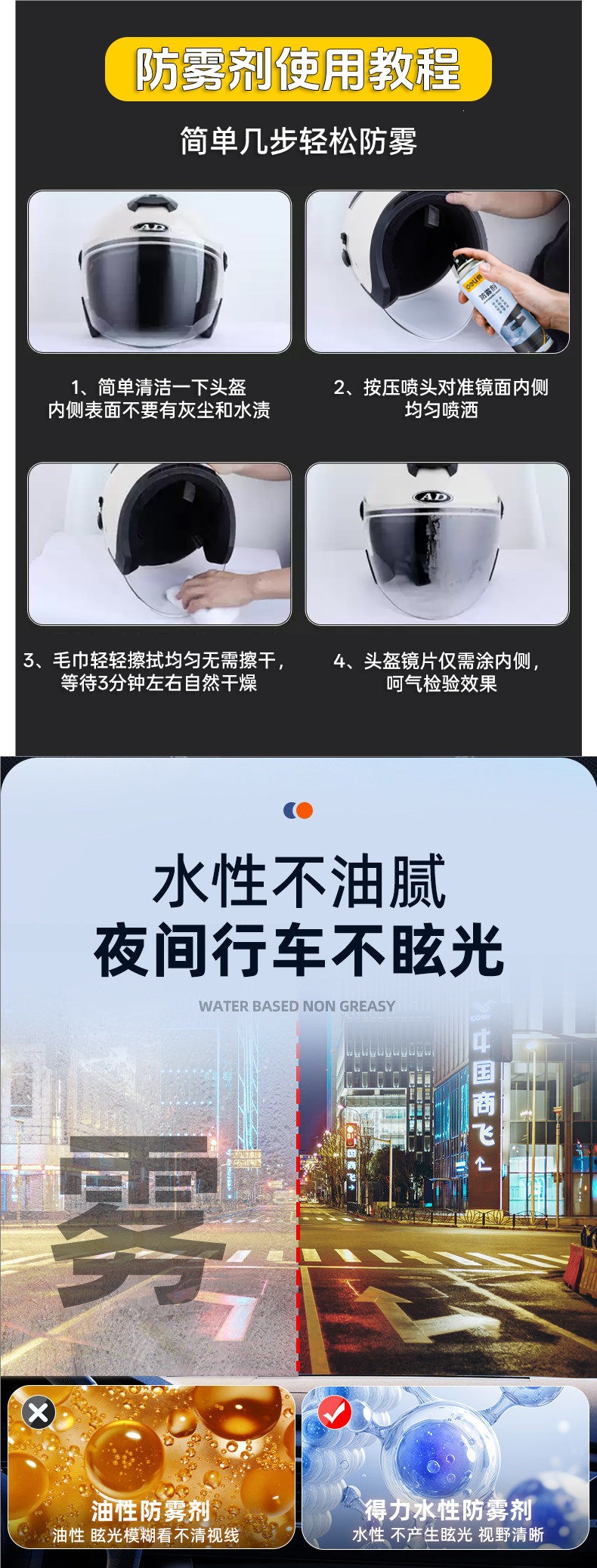 Effective Anti-Fog Agent for Car Windshields, Anti-Fog Spray for Electric Vehicles, Rearview Mirrors, Motorcycle Helmets, and a Magic Tool for Riders