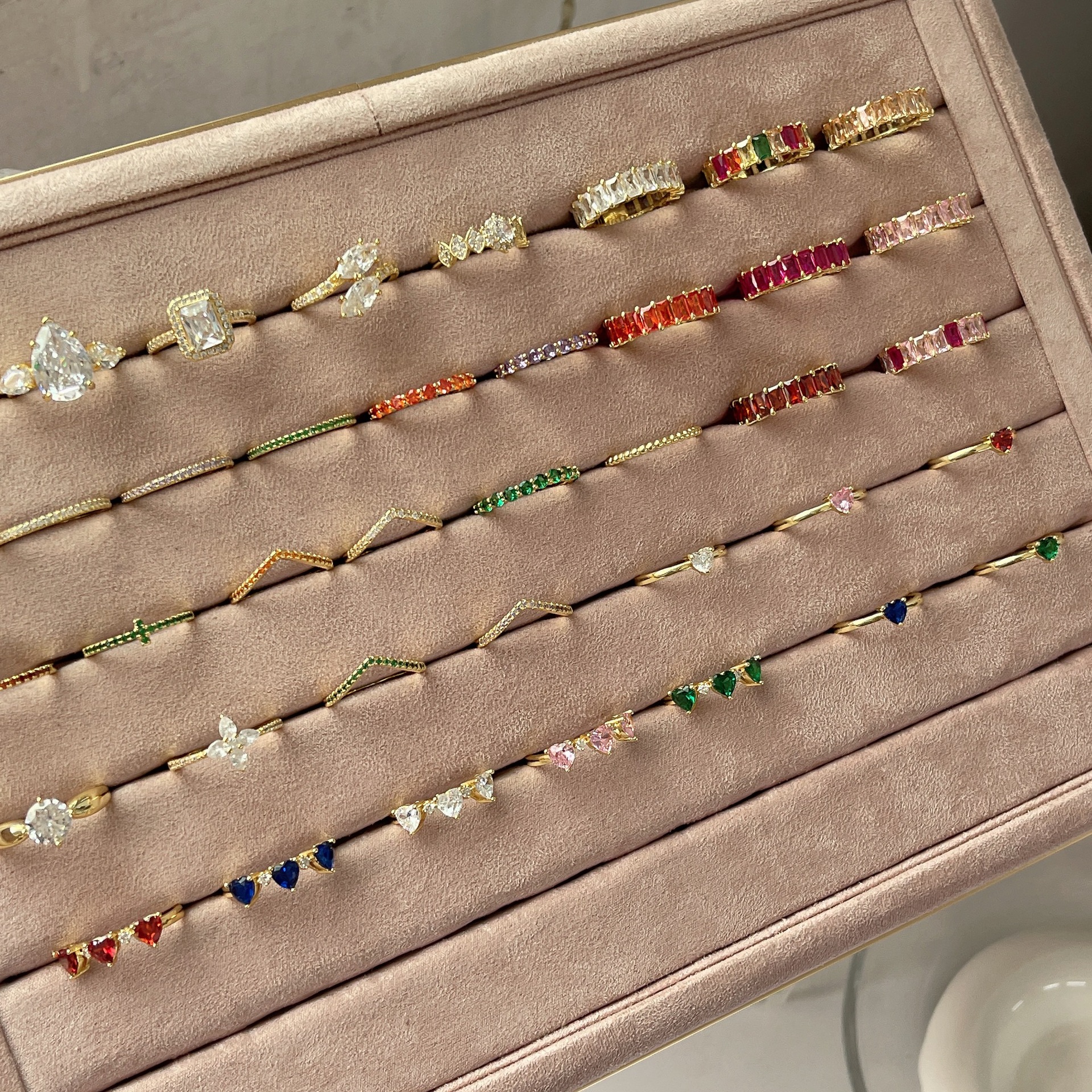 Fashion Geometric Copper Inlay Zircon Rings 1 Piece