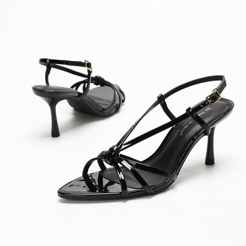 New Cross-Border French Pointed Toe Open-Toe Stiletto Heel Slip-On Women's Outer Wear Stiletto Heel Slip-On Mule High-Heeled Sandals