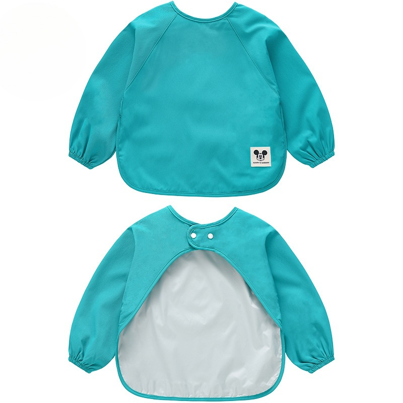 Li Luo Baby Smock Kidsren's Long-Sleeved Waterproof Reverse Dressing Male and Female Infants Kindergarten Eating Anti-Dirty Bib Painting