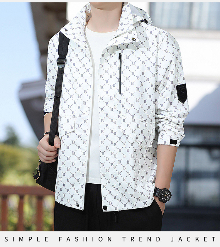 Giacca da uomo primavera e autunno calda giacca a vento moda casual con cappuccio Douyin stile caldo_voghion.com