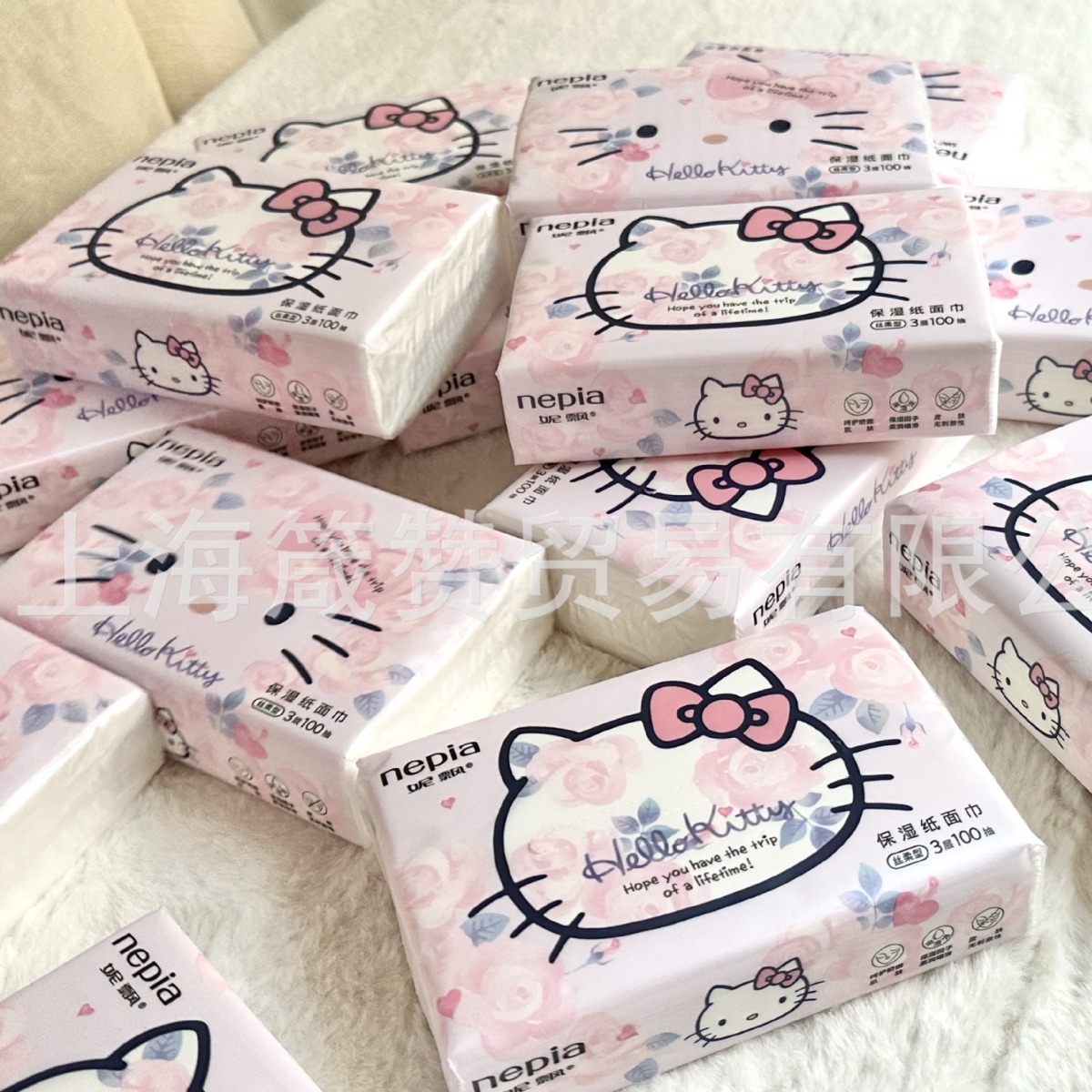 妮飘粉凯蒂100抽整箱15包乳霜保湿婴儿宝宝柔纸巾鼻敏感肌抽纸抽