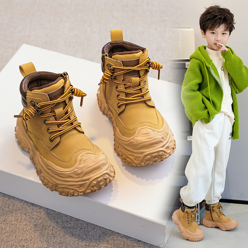 童鞋男童马丁靴2025秋冬新款女童鞋子大棉鞋儿童雪地靴真皮靴子男|undefined