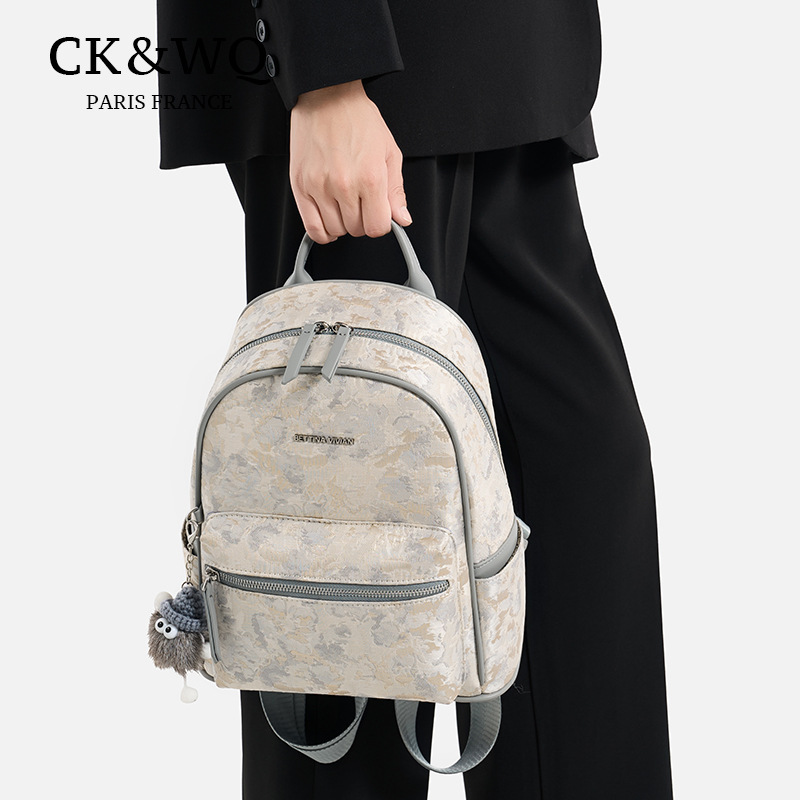 Ck&Wq Women's Backpack, Light Luxury, Niche, High-End Gray Bag with Textured Embroidery, Fashion Backpack Ck&Wq Women's Backpack, Light Luxury, Niche, High-End Gray Bag with Textured Embroidery, Fashion Backpack