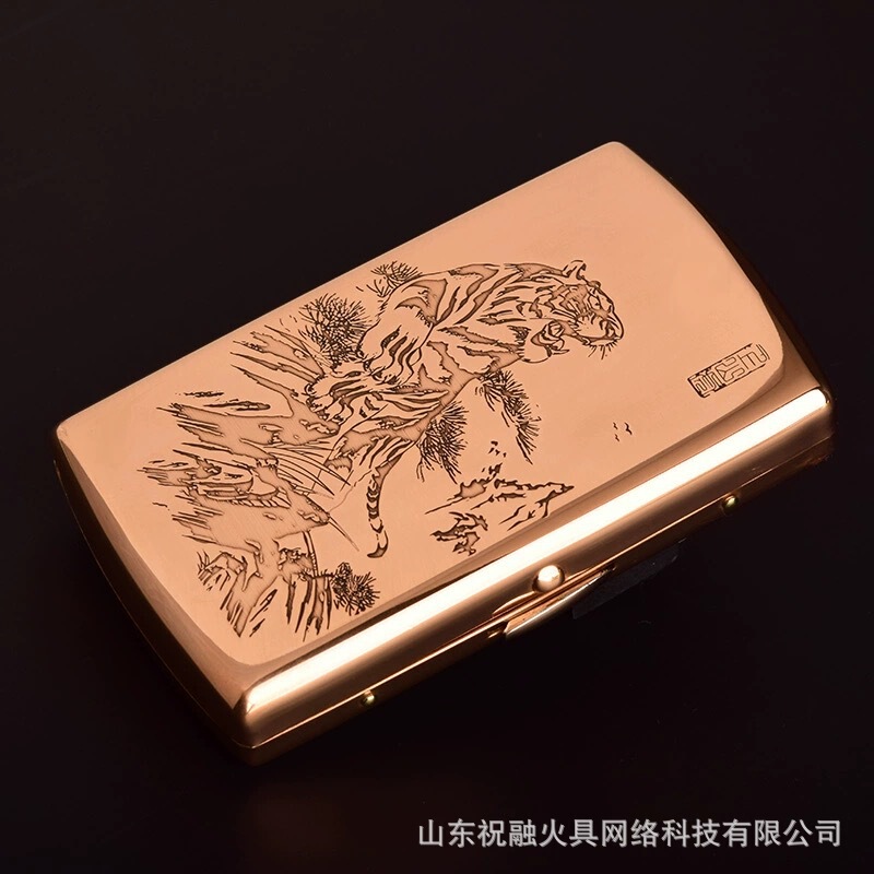 [Zhu Rong] ダブルガン銅 12 タバコボックス銅抗圧力ポータブル金属タバコクリップクリエイティブメンズ卸売|undefined