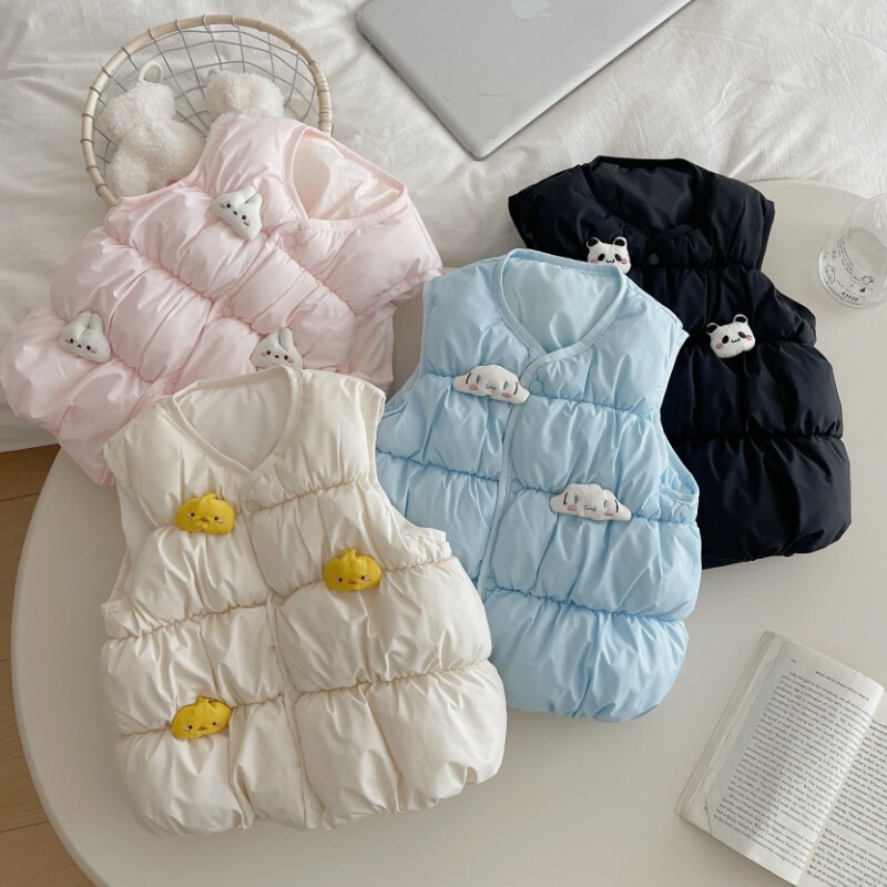 Girls' Cotton-Padded Vest 2025 New Autumn and Winter Clothing Children's Vest Jacket for Girls Thickened Winter Vest for Outerwear