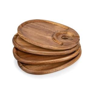Wooden Simple Steak Western Food Plate Hotel Irregular Wine Glass Holder Tray Home Party Party Snack Plate