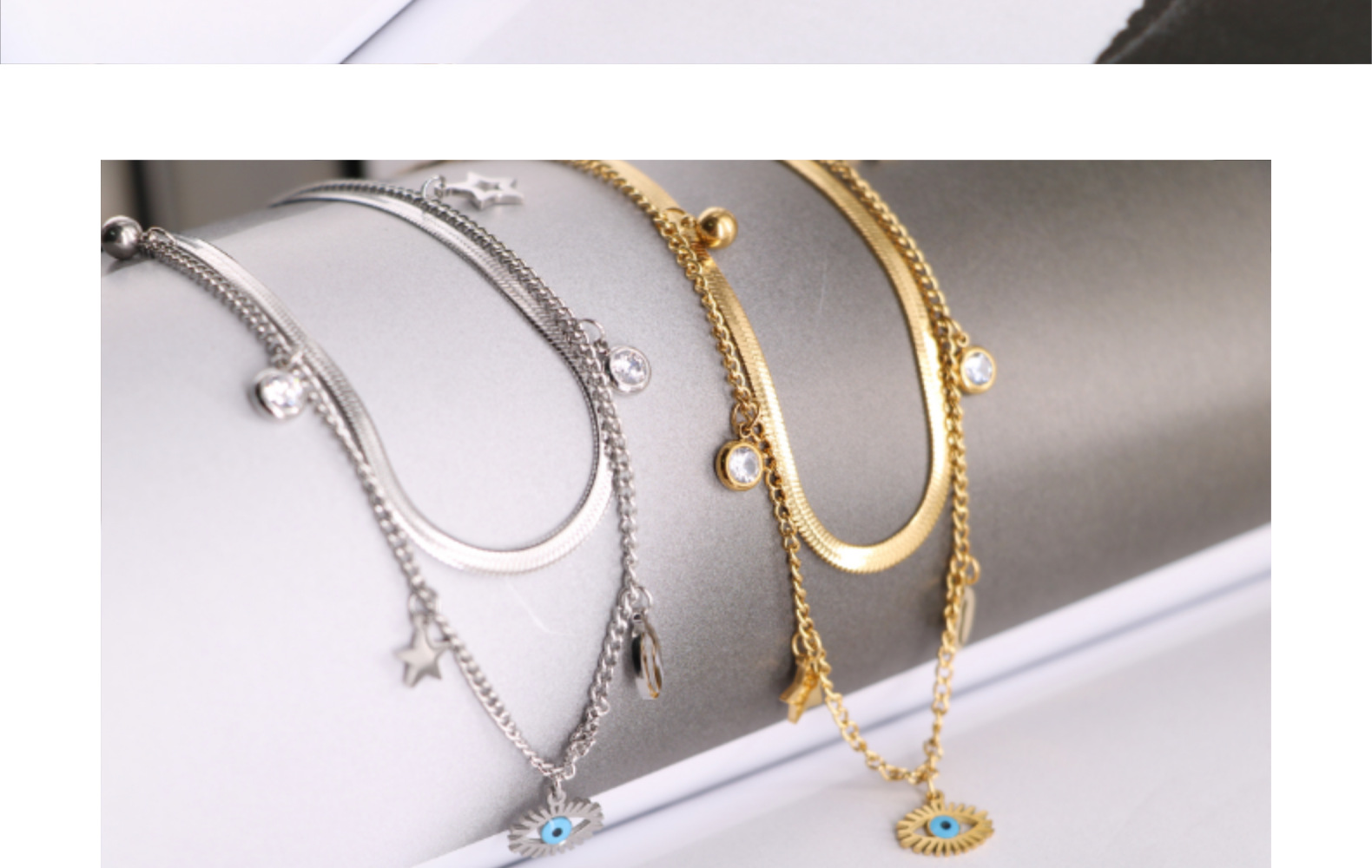 Fashion Eye Titanium Steel Plating Inlay Artificial Gemstones Bracelets Necklace