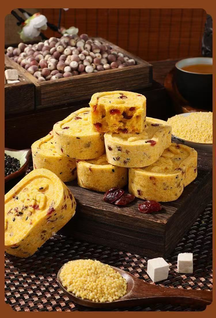 Eight Treasures Cake Ba Zhen Gao Herbal Snack with Lotus Seed Poria Coix Seed and Chinese Yam 250g specifications