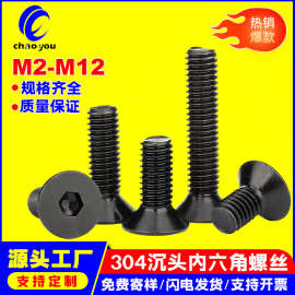 304沉头内六角螺丝不锈钢镀黑锌平头内六角螺栓M2M3M4M5M6M8M12