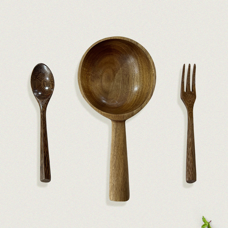 井柏然韓國吃播boki同款勺子餐具特大木勺網(wǎng)紅手拿接菜勺吃面湯勺