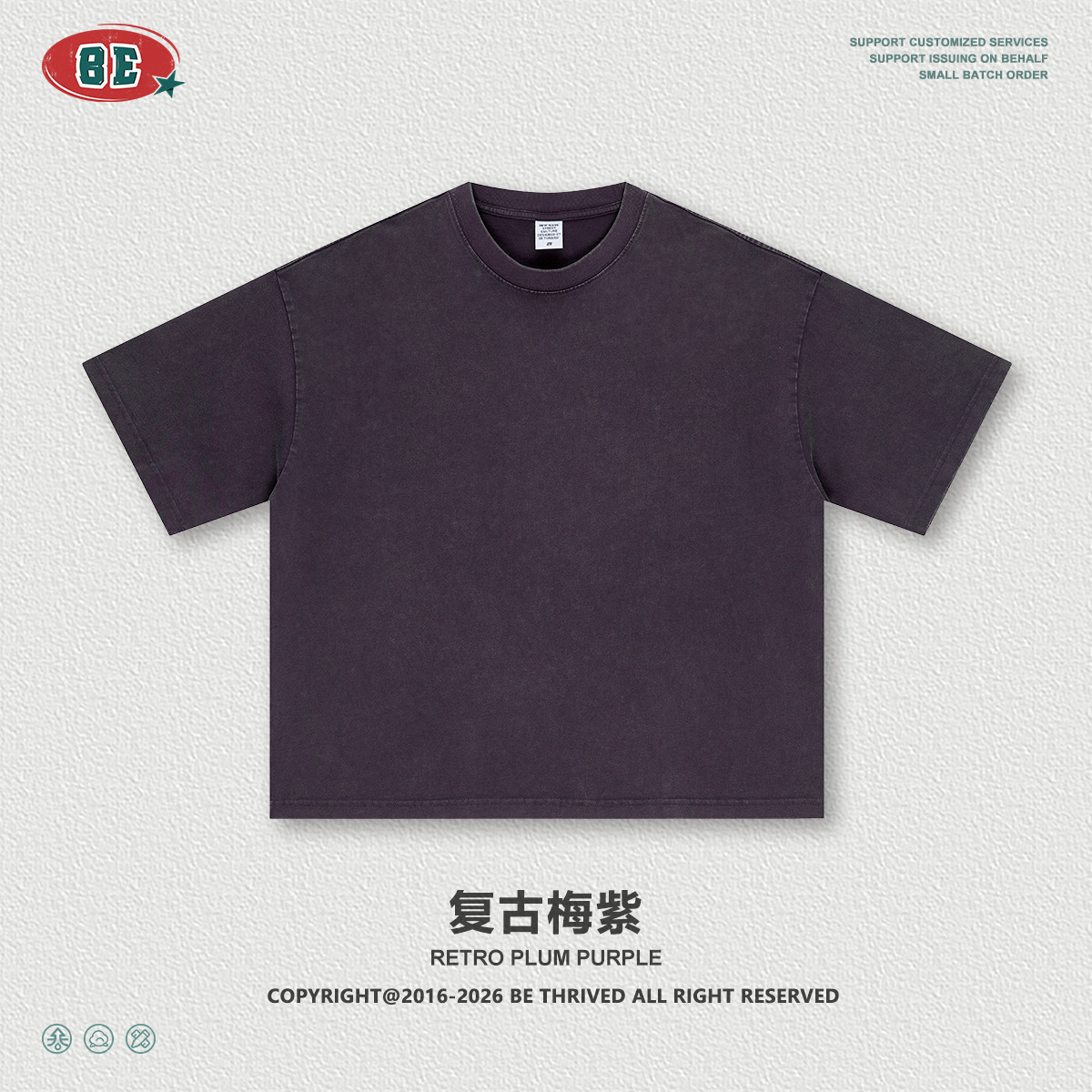 Be Hombres| Retro americano lavado en agua camiseta de mangas cortas cimetiera pantalones rectos BOXY dos piezas para hacer viejo conjunto casual