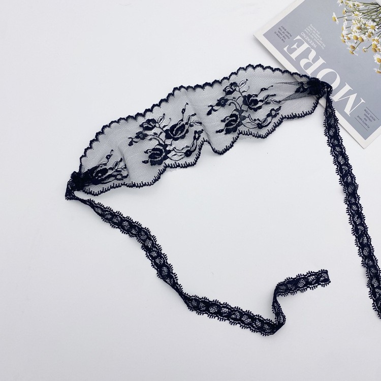 Black Lace Edge Semi-sheer Hollow Veil Intimate Apparel — detail image 8