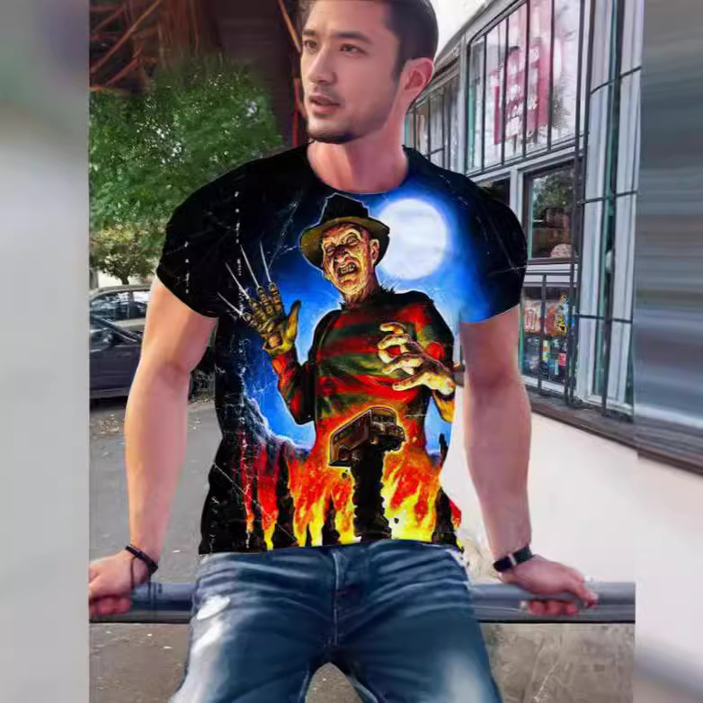 New 3D Printed T-Shirt Men Women Short Sleeve Scary Freddy Krueger…
