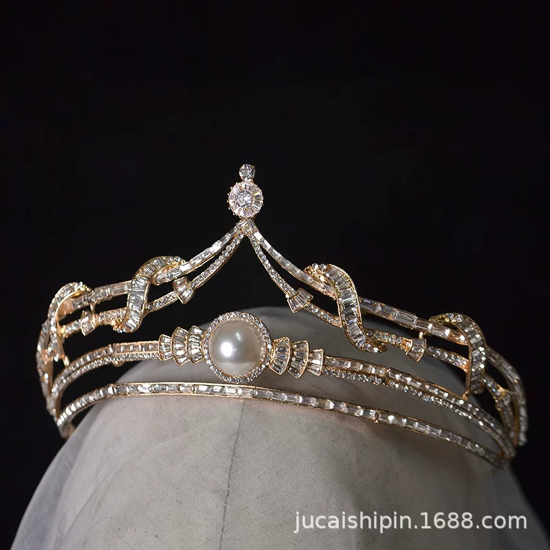 Корейская заколка для волос из жемчуга, маленькое princess-наряд, свадебное платье, корона, тиара, подарок на день рождения, пушистое платье