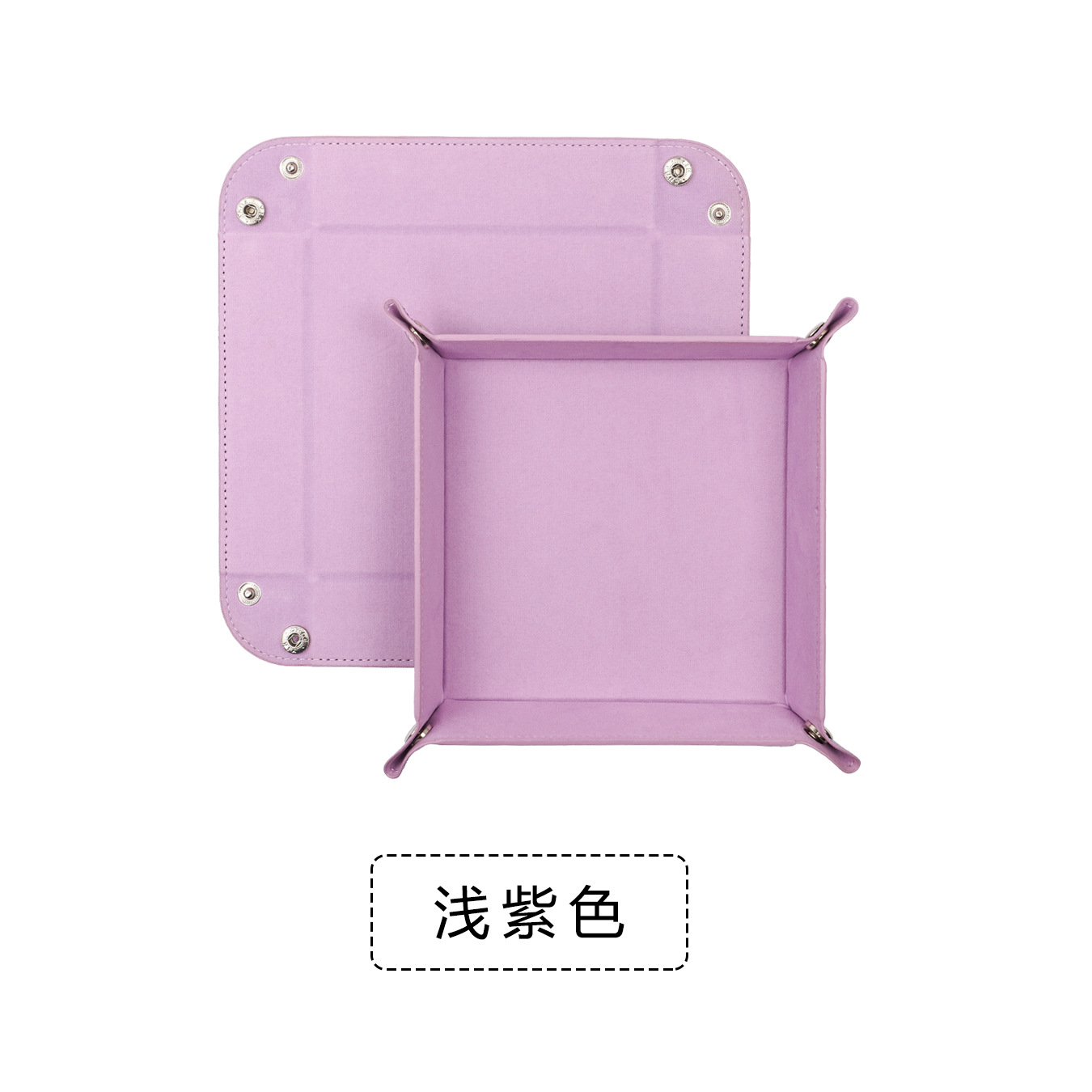 Amazon Venta caliente pu cuero plegable cuatro-esquina bandeja rectangular caja de almacenamiento caja escritorio juego dados bandeja de almacenamiento