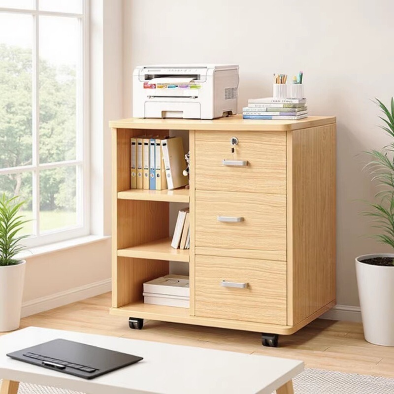Movable File Cabinet, Office Lockable File Cabinet, Computer Desk Side Storage Cabinet, Drawer-Type Storage Side Cabinet
