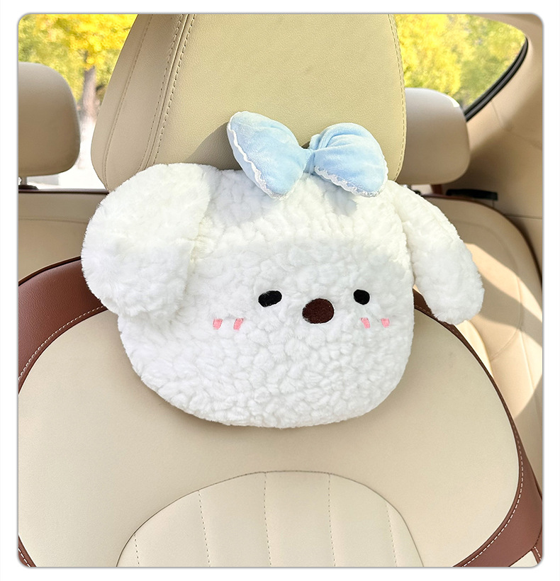Cartoon Car Headrest and Lumbar Support, Cute Puppy Car Seat Neck Pillow, Trendy Comfortable Car Lumbar Cushion