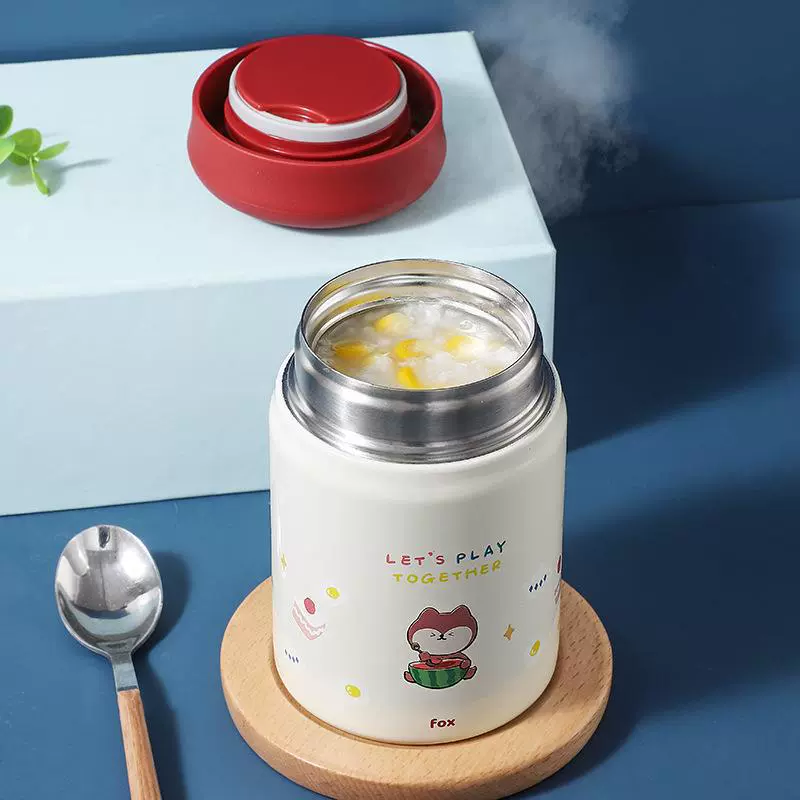 Handheld Measuring Cup, Cute Cartoon Kids Stainless Steel & Glass, 320 ml