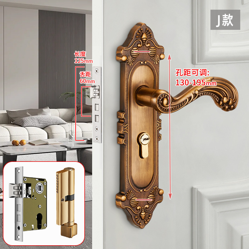 ヨーロッパの寝室のドアロック家庭用ユニバーサル屋内ドア木製ドアアルミ合金ドアハンドル電話機械式ドアロックサイレント|undefined