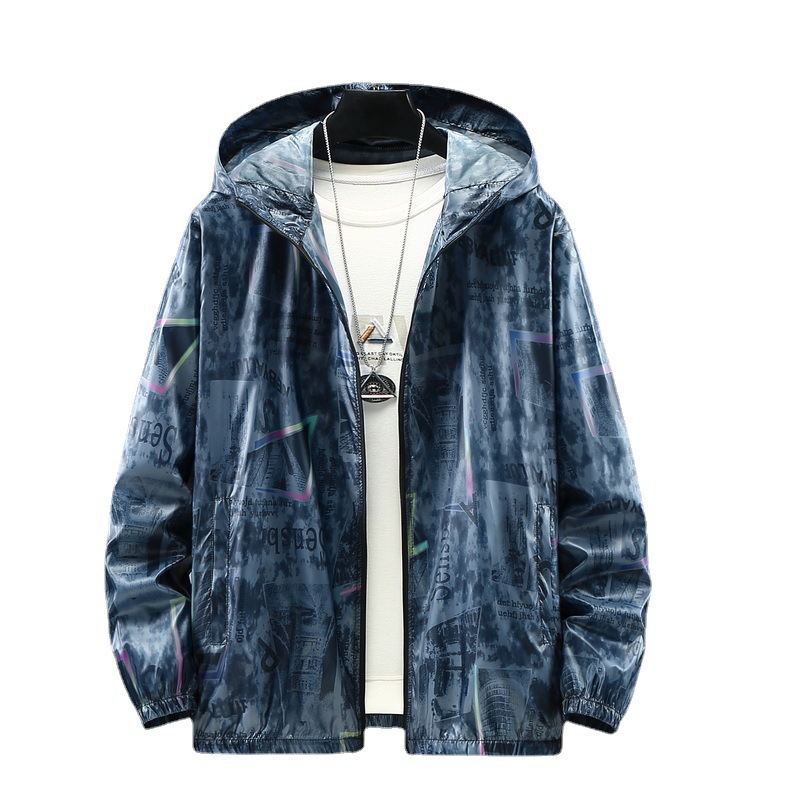 2025 새로운 플러스 사이즈 얇은 코트 남성 여름 조수 지방 얇은 외투와 지방 및 얇은 자외선 차단제 코트