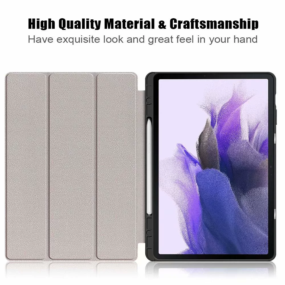 Подходит для Samsung TAB S7Plus трехскладный увлекательный кожаный чехол T870 ручка TPU крепление плоское защитное покрытие P610