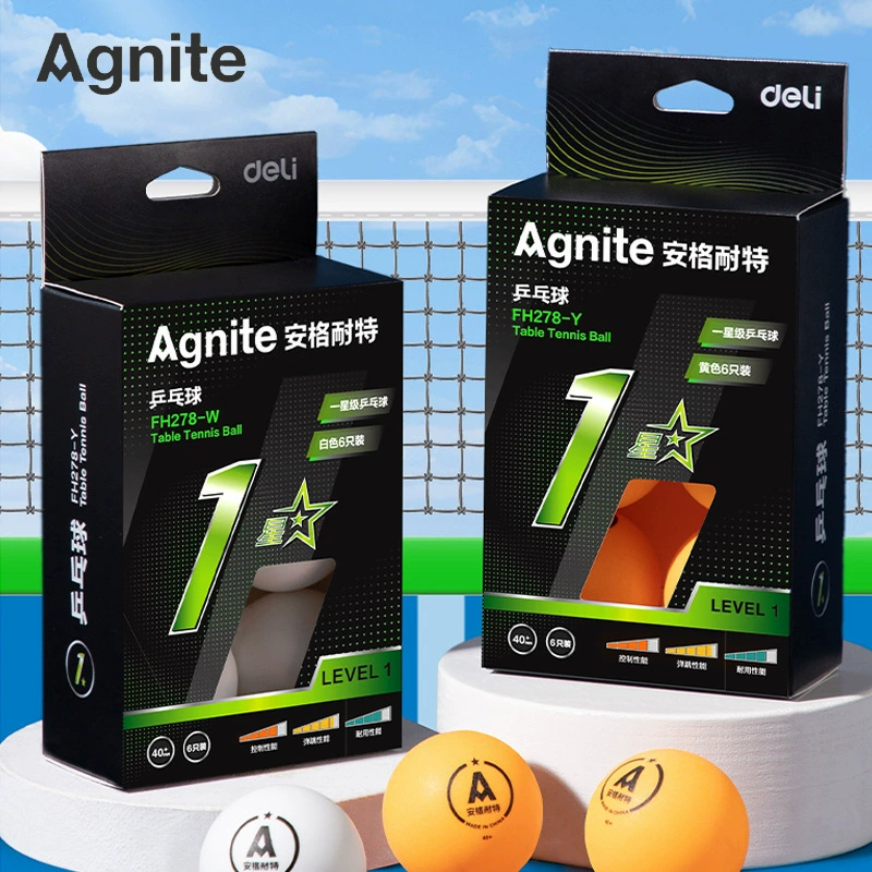 Deli Angnet FH278 однопоинтовый настольный теннис, 6 упаковок, 40 мм, мячи для тренировок и соревнований, устойчивые к спортивным занятиям