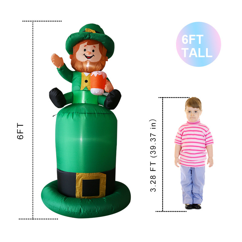 跨境圣帕特里克节气模LED发光绿帽子节气氛布置道具摆件充气气模