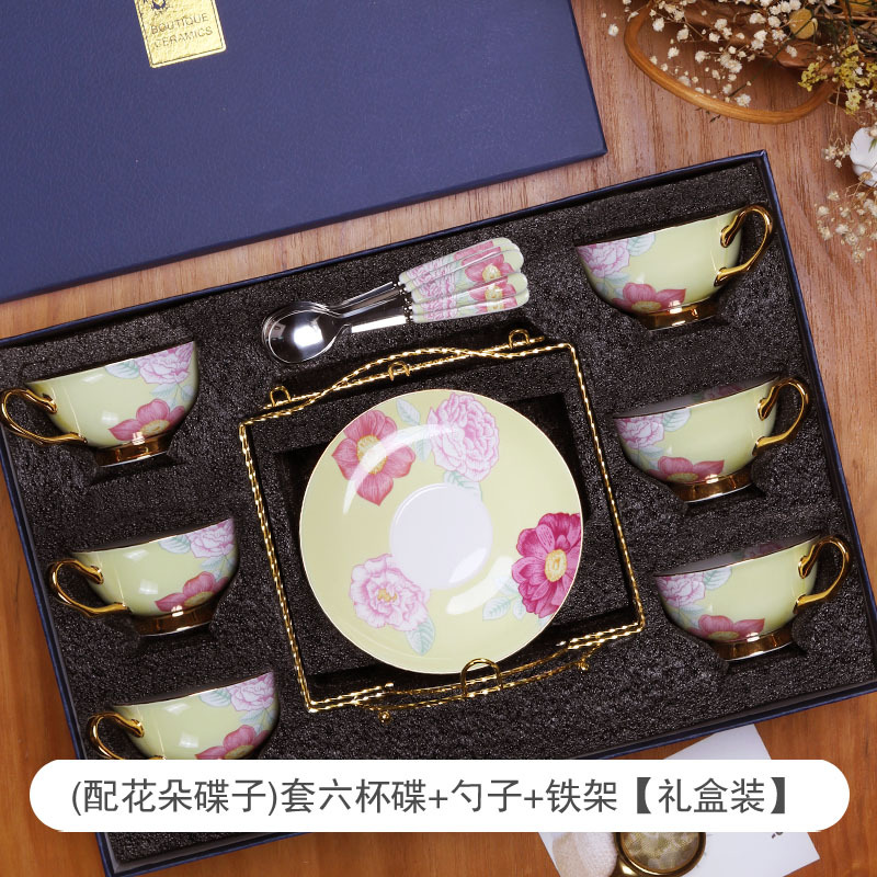 China de hueso taza de café y platillo traje hogar europeo lujo británico tarde té Taza de cerámica juego de té caja de regalo traje