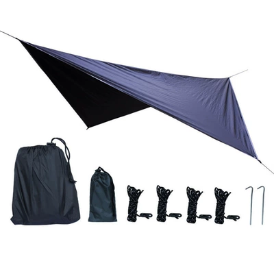 Spot outdoor camping hammock canopy waterproof sunscreen tent Four Corners diamond canopy factory wholesale (Çadırlar) - black-double