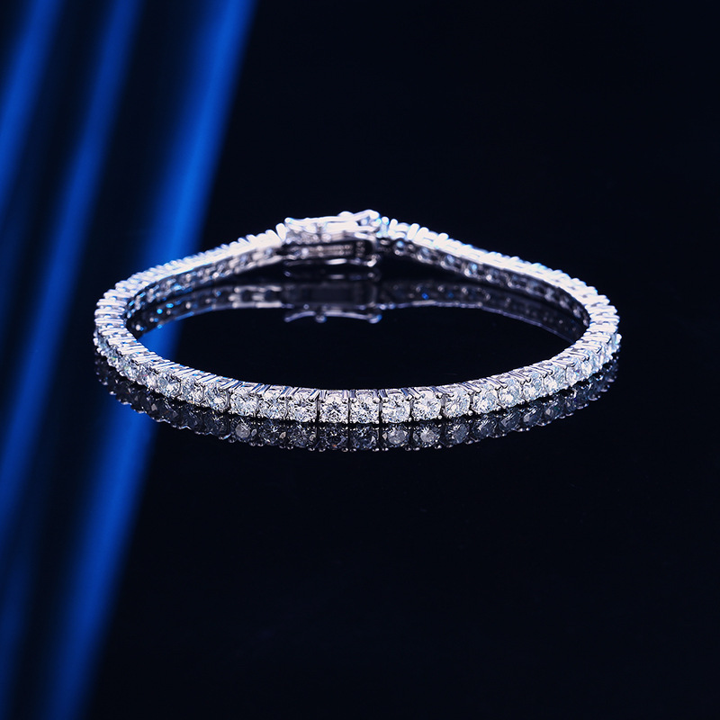 3mm 10-Point Moissanite Tennis Chain Bracelet S925 Sterling Silver Simple and Elegant Iins Niche Design Light Luxury Jewelry