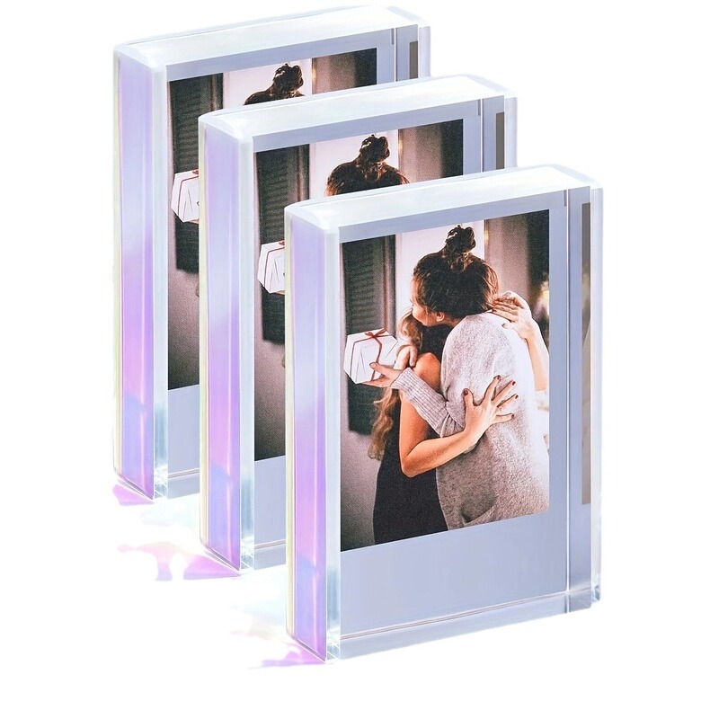 Acrylic 3 Pack Mini Photo Frame Polaroid Photo Frame Rainbow Acrylic for Desktop and Desktop