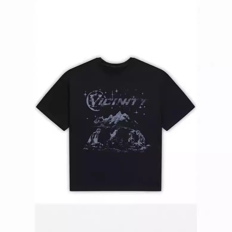 Oversized T-shirt men's street clothing black pattern cotton Gothic Korean fashion short sleeve Harajuku Y2K top aesthetic