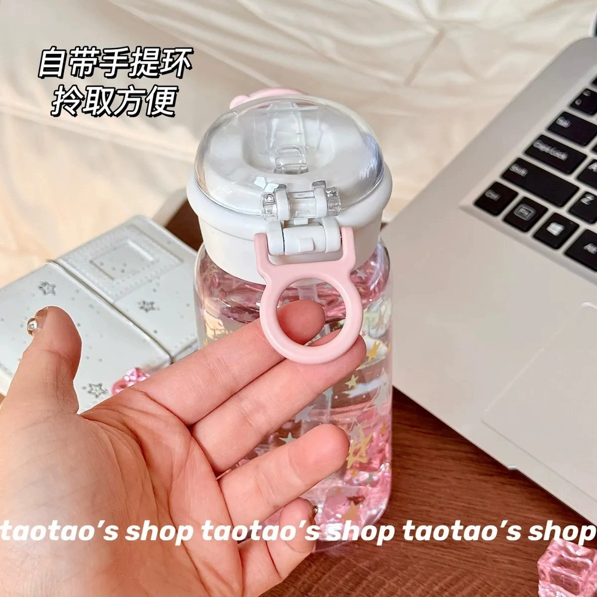 Cute summer plastic capacious high quality straw with glass