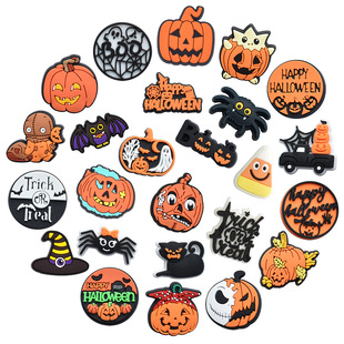 Cross-border cartoon shoe flower Halloween Thanksgiving pumpkin pvc flexible glue diy hole shoes accessories shoe buckle shoe flower buckle