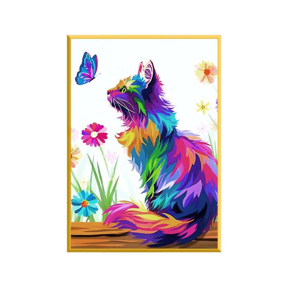 Mona Lisa Real bordado de cruz colorido gato nuevo lindo animal moderno simple sala de estar bordado a mano image 5