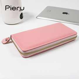 2025新款女式手拿包超大容量荔枝丝纹纯色长款拉链零钱包厂家直销