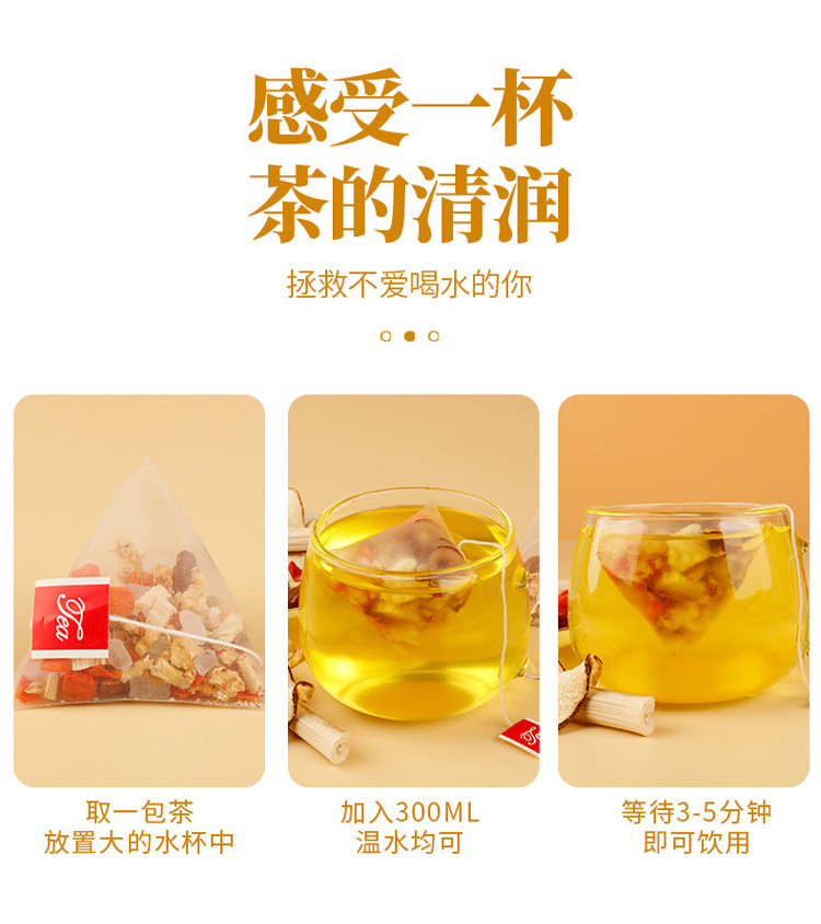 Sugarcane Imperata Snow Pear Tea Zhu Zhe Mao Gen Xue Li 80g Boxed Wellness Tea Bags Hot Brew specifications