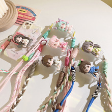 学生族卡通立体背夹斜跨手机链加长绳挂饰品通用手机壳户外挂脖带