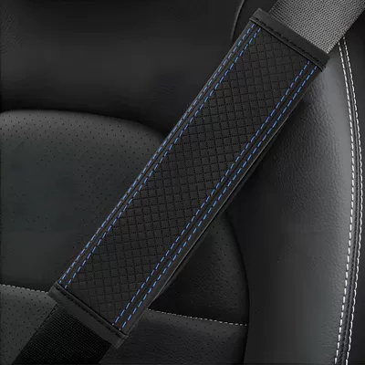 Amazon seatbelt shoulder pad, Seat belt shoulder pad - embossed-diamond-pattern-black-with-blue-lines-single-shoulder-pad-23cm