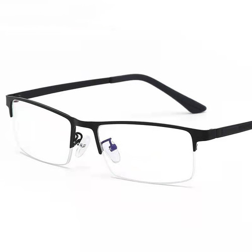 Color-changing mirror lenses half-rim flat lenses for men, ultra-light anti-blue light and anti-radiation titanium alloy glasses for men with myopia