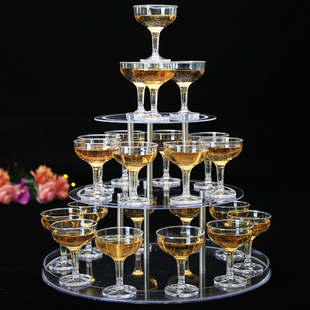 New Champagne Tower Wedding Props Three-layer Five-layer Acrylic Plastic Wine Tower Shelf Birthday Party Champagne Treasure Capsules