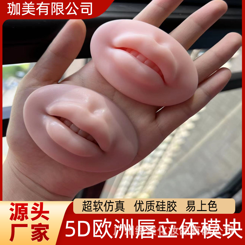 Embroidered Lip 5D Stereo Simulation Doodle Lip Module Semi-permanent Embroidered Practice Leather European Floating Lip Solid Silicone Lip