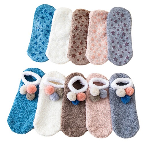Coral Fleece Sock Boots for Women: Winter Padded & Thickened Floor Socks for Sleep, Home Use, Non-Slip Design, and Ultimate Winter Warmth