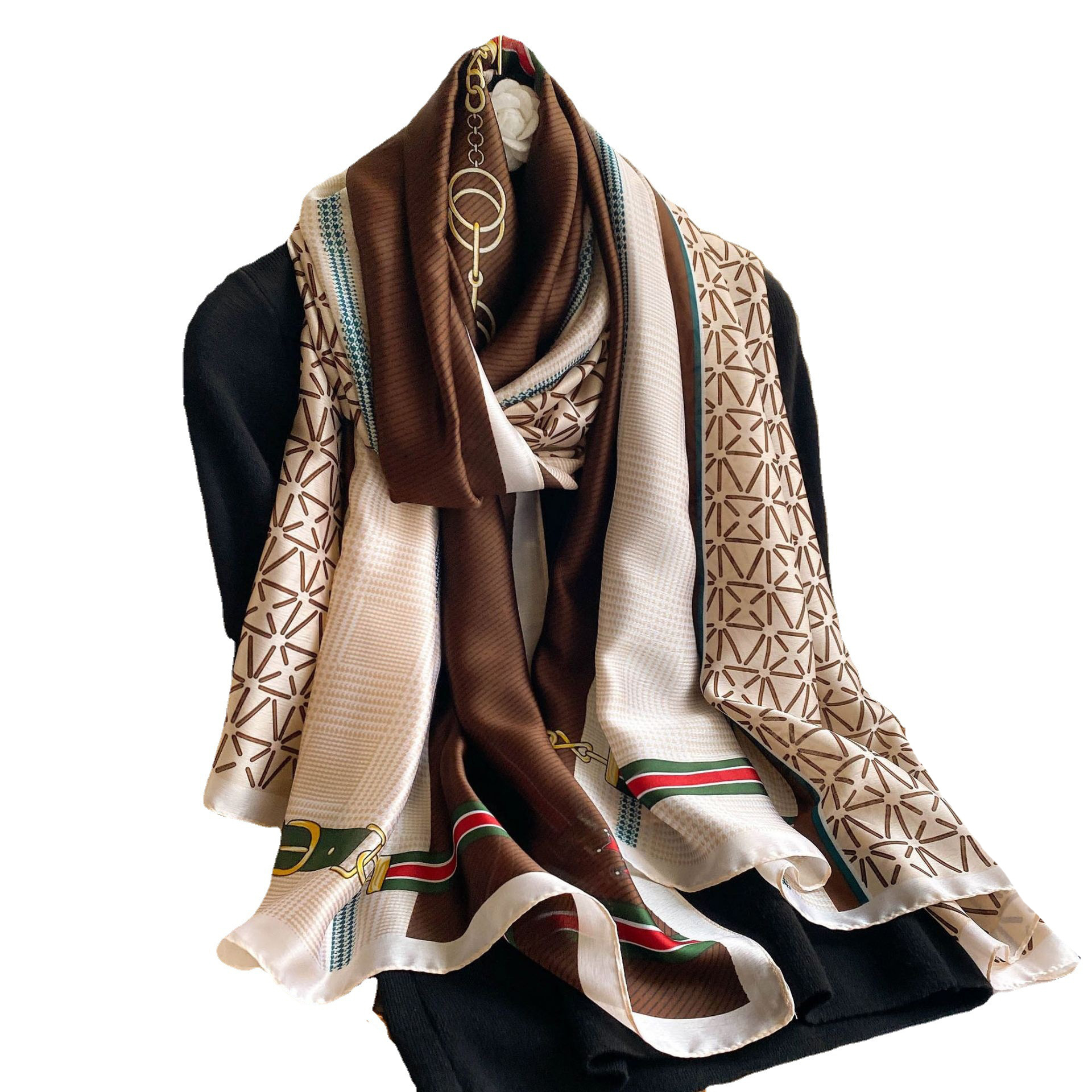 Silk Scarf Women's Spring and Summer Fashion Imitation Silk Travel Versatile Lightweight Air Conditioning Shawl_voghion.com