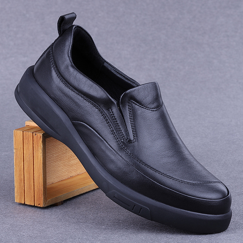 Men's Casual Leather Shoes 2025 Spring and Autumn New Style Men's Genuine Leather Slip-On Men's Leather Shoes Soft Leather Soft Sole Men's Shoes