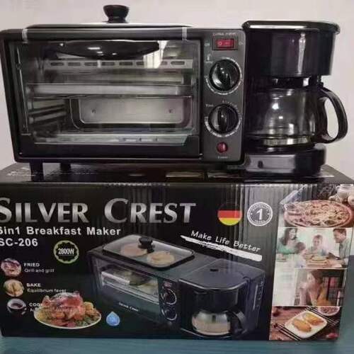Manufacturer's foreign trade three-in-one breakfast machine with baking timer function, household automatic toaster sandwich machine