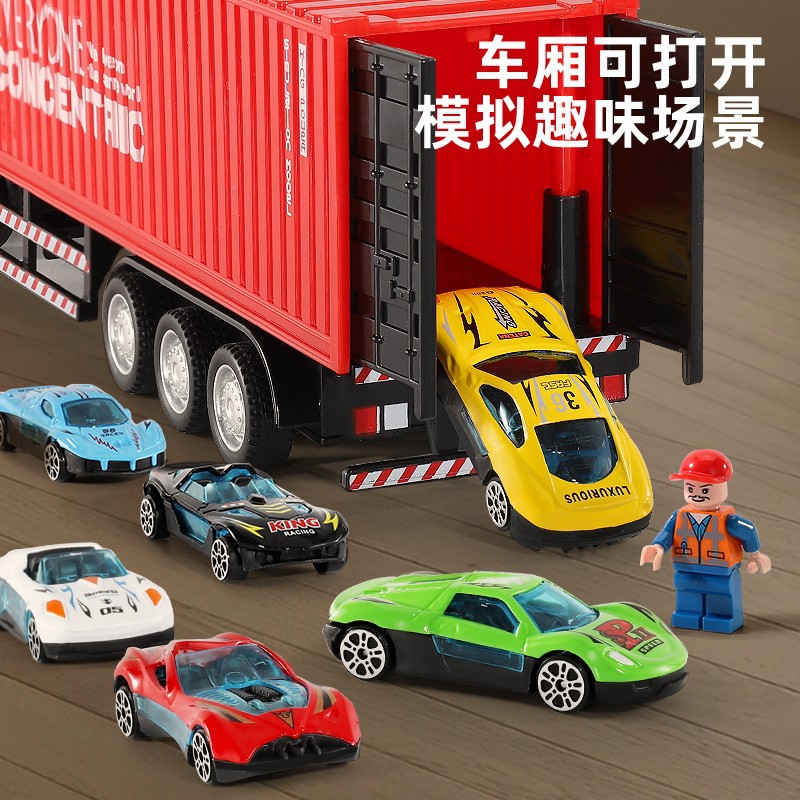 Gran camión de aleación juguetes para niños camión de transporte semirremolque niño modelo de contenedor de simulación automóvil de contenedor