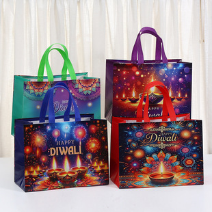 Diwali Non-woven Fine Printed Gift Bag Foldable Portable Gift Bag Shopping Bag