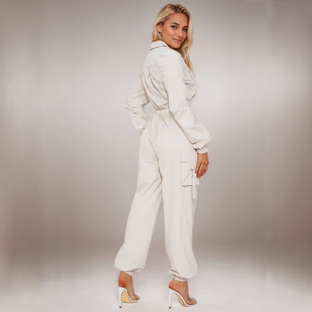 La moda transfronteriza de ocio de salida de bolsillo flip-up de la cintura de la ropa de mujer con cremallera de la pie de la ropa de vestir